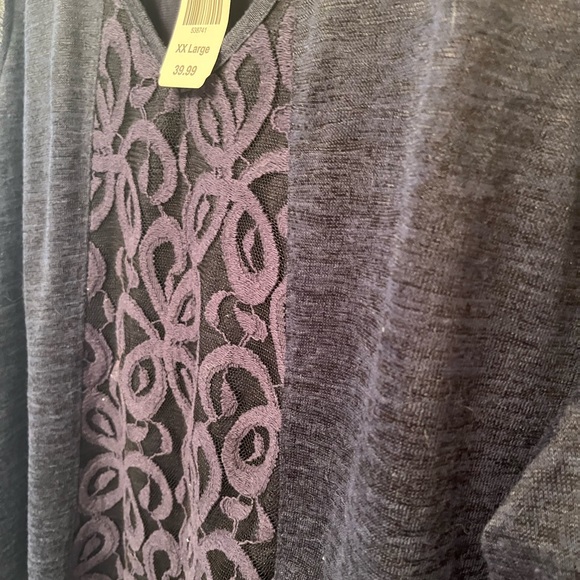 NWT Bo Lace Insert Sweater Tunic: Beautiful Navy Blue Krazy Kat XXL - Picture 4 of 4